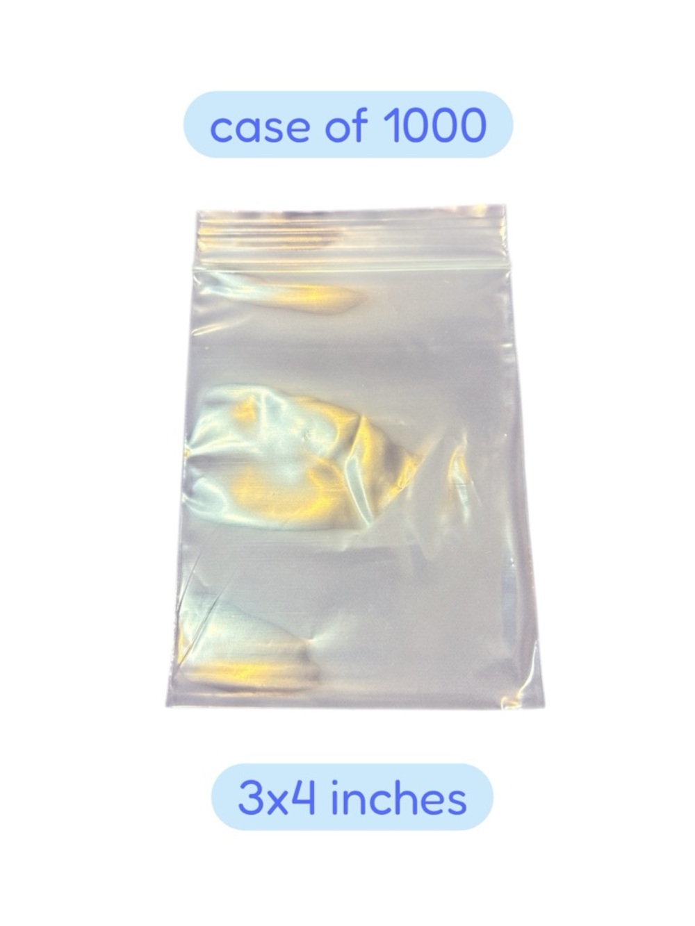 3x4 Inch Clear Zip Bags - Case of 1000
